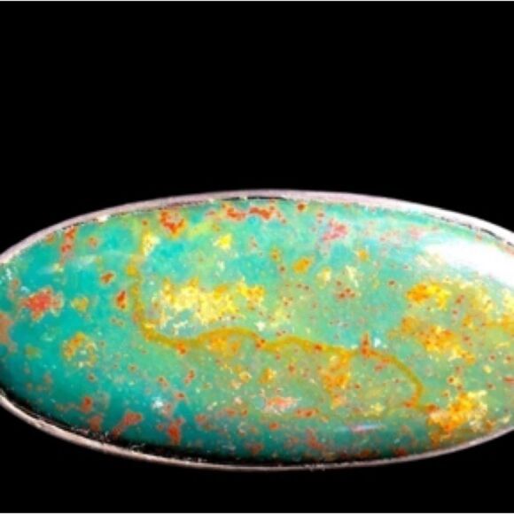 Vintage metal brooch One of a Kind Artist handmade sterling silver Stone pin - Picture 5 of 13